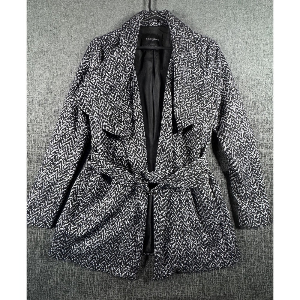 Banana Republic Women's Black Heather Belted Wrap Blazer Size 8